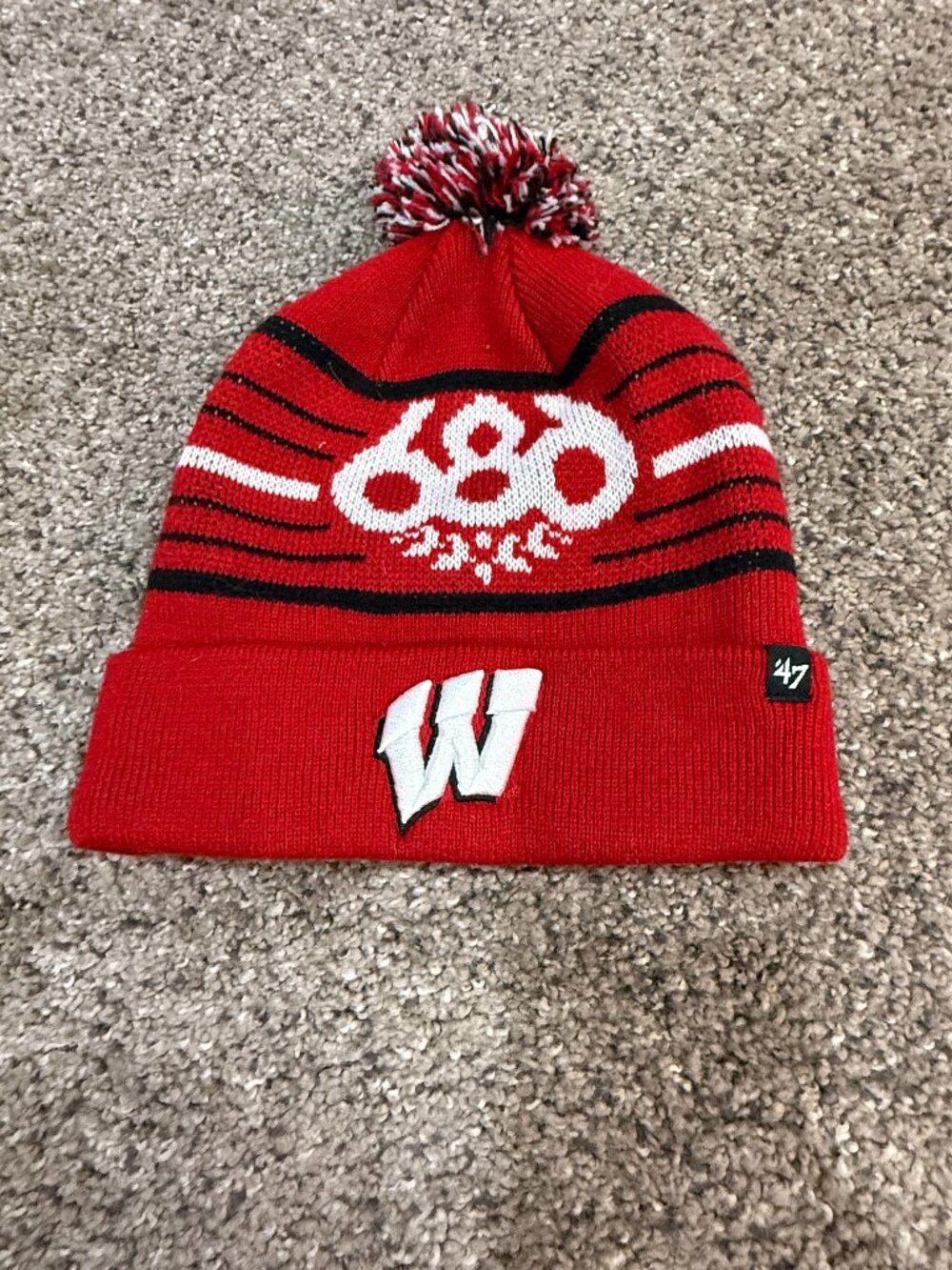 Wisconsin Badgers ’47 Brand Red Winter Hat W Logo Pom Beanie